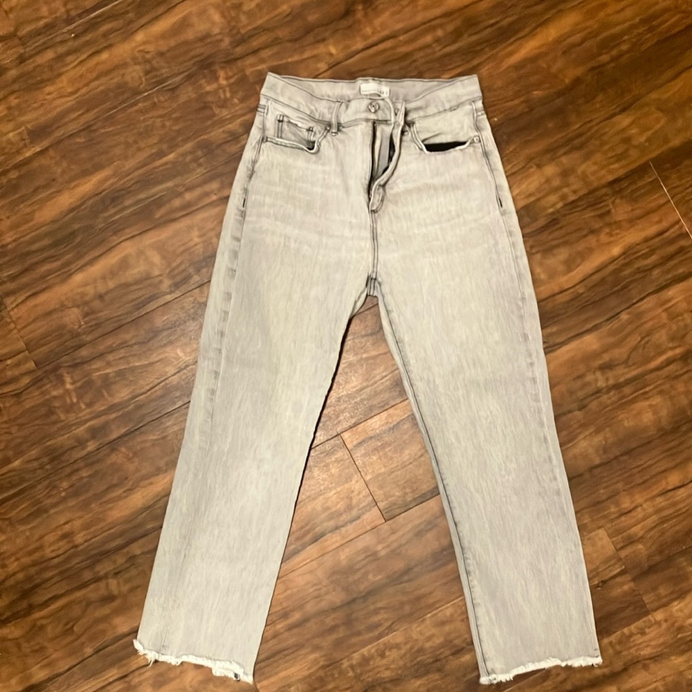 Light Gray Frayed Hem Jeans